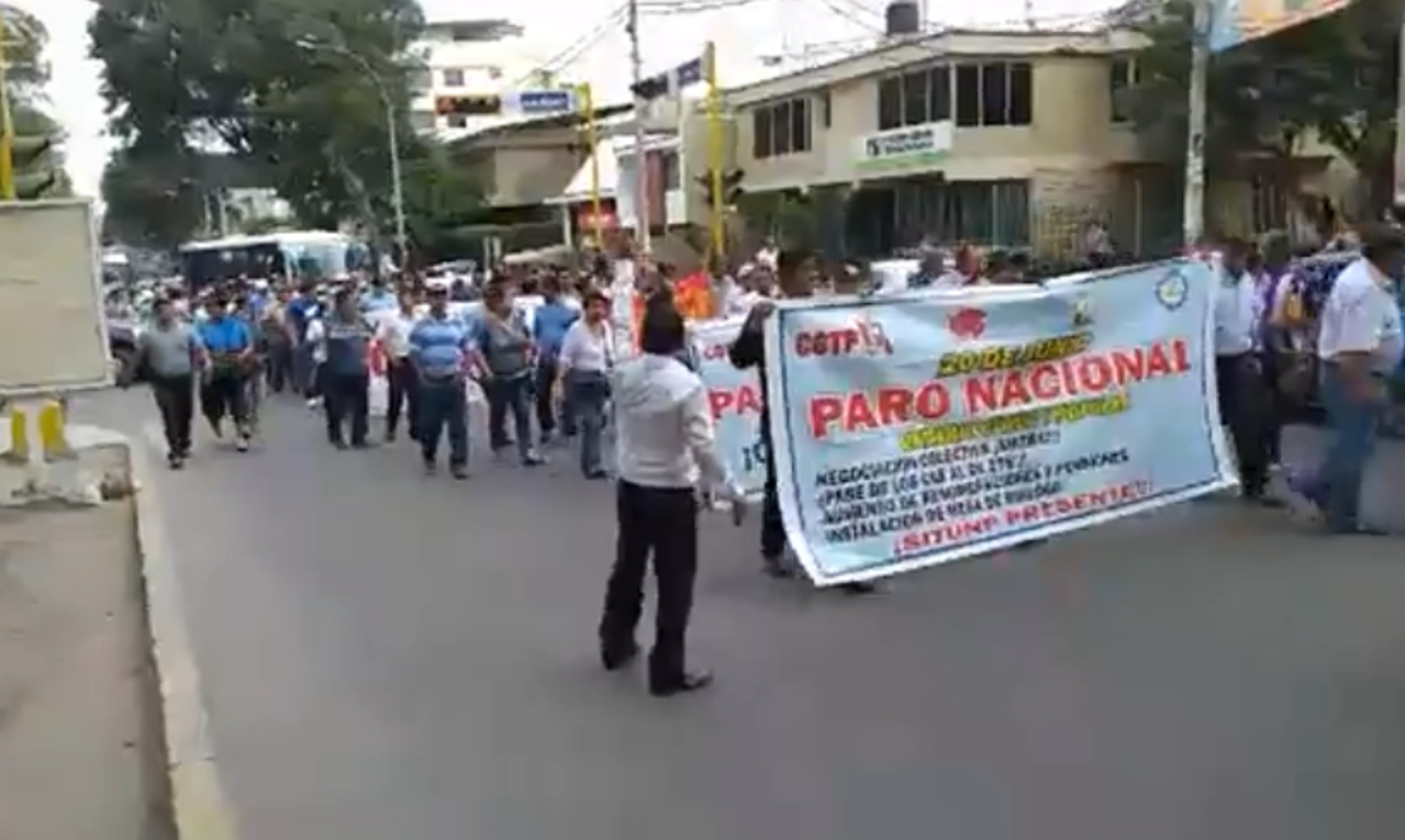 Afiliados a la CGTP exigen se respete sus derechos laborales