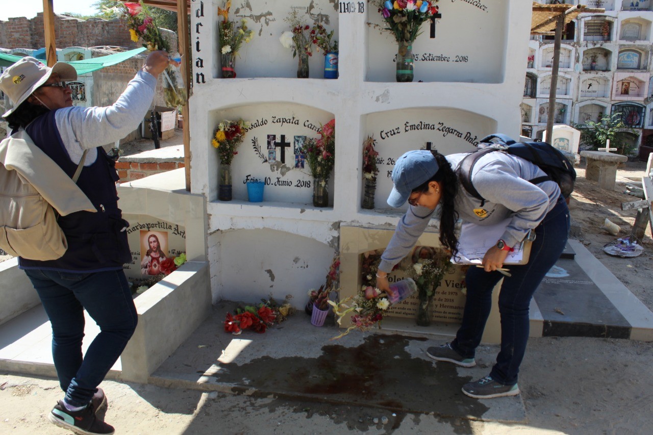 Encuentran 31 floreros con larvas del dengue en cementerio de Castilla