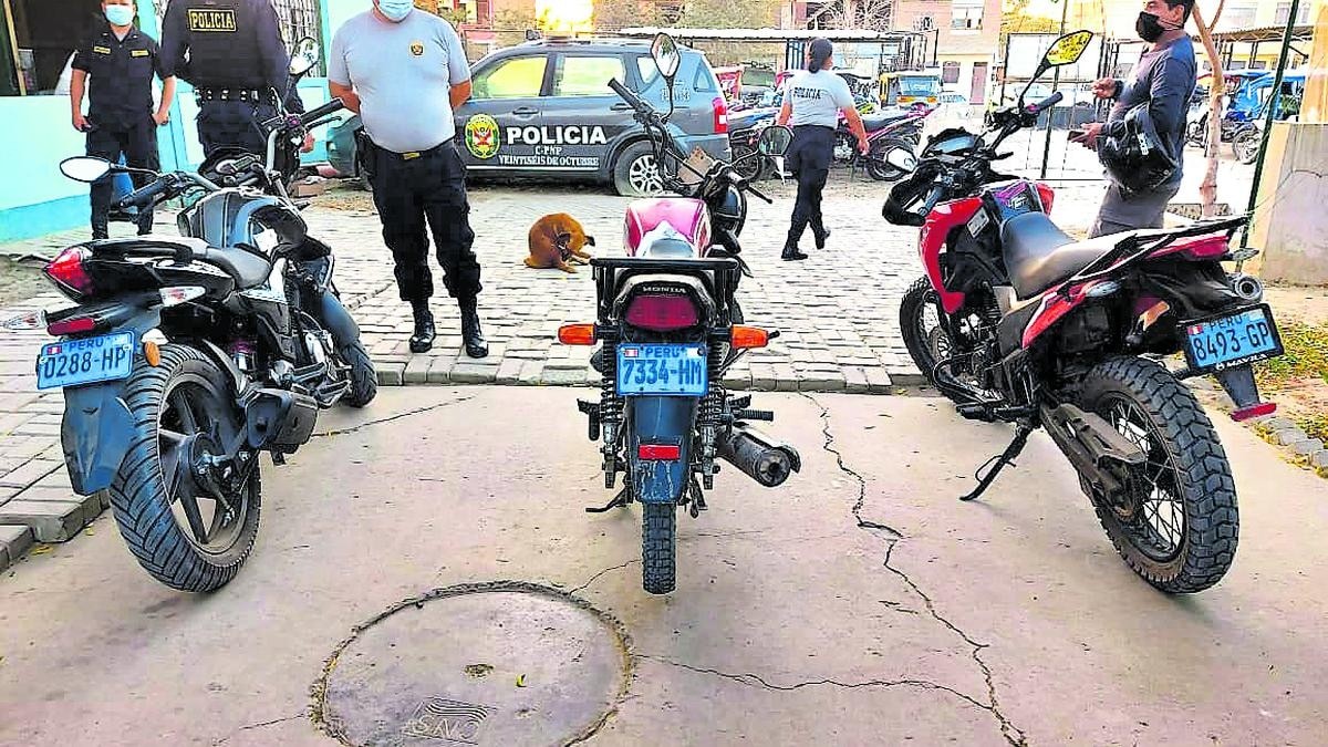 Hallan tres motocicletas robadas en el distrito de Veintiséis de Octubre motocicletas robadas- correo