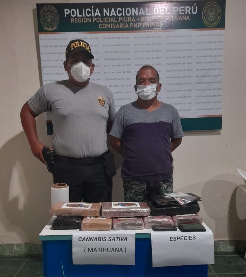 Cae presunto traficante con ocho “ladrillos” de marihuana en Ayabaca
