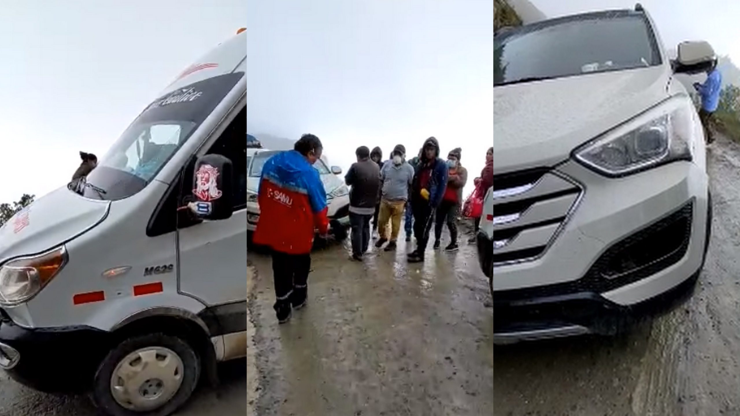 Huancabamba: conductores y pasajeros salvan de morir al chocar sus vehículos en peligrosa curva