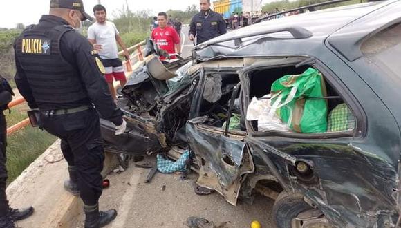 Choque entre auto con camión deja tres muertos en la vía Tambogrande – Las Lomas