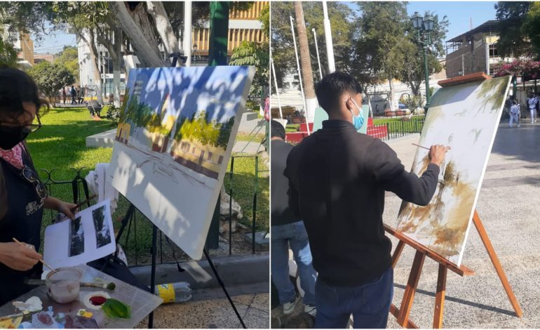 Realizan concurso de pintura rápida en la Plaza de Armas de Piura