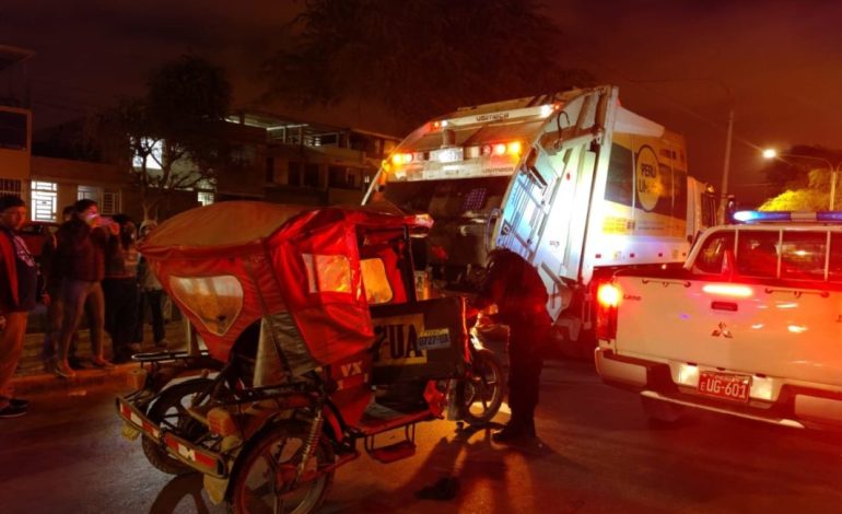 Piura: choque entre mototaxi y camión de basura deja un herido