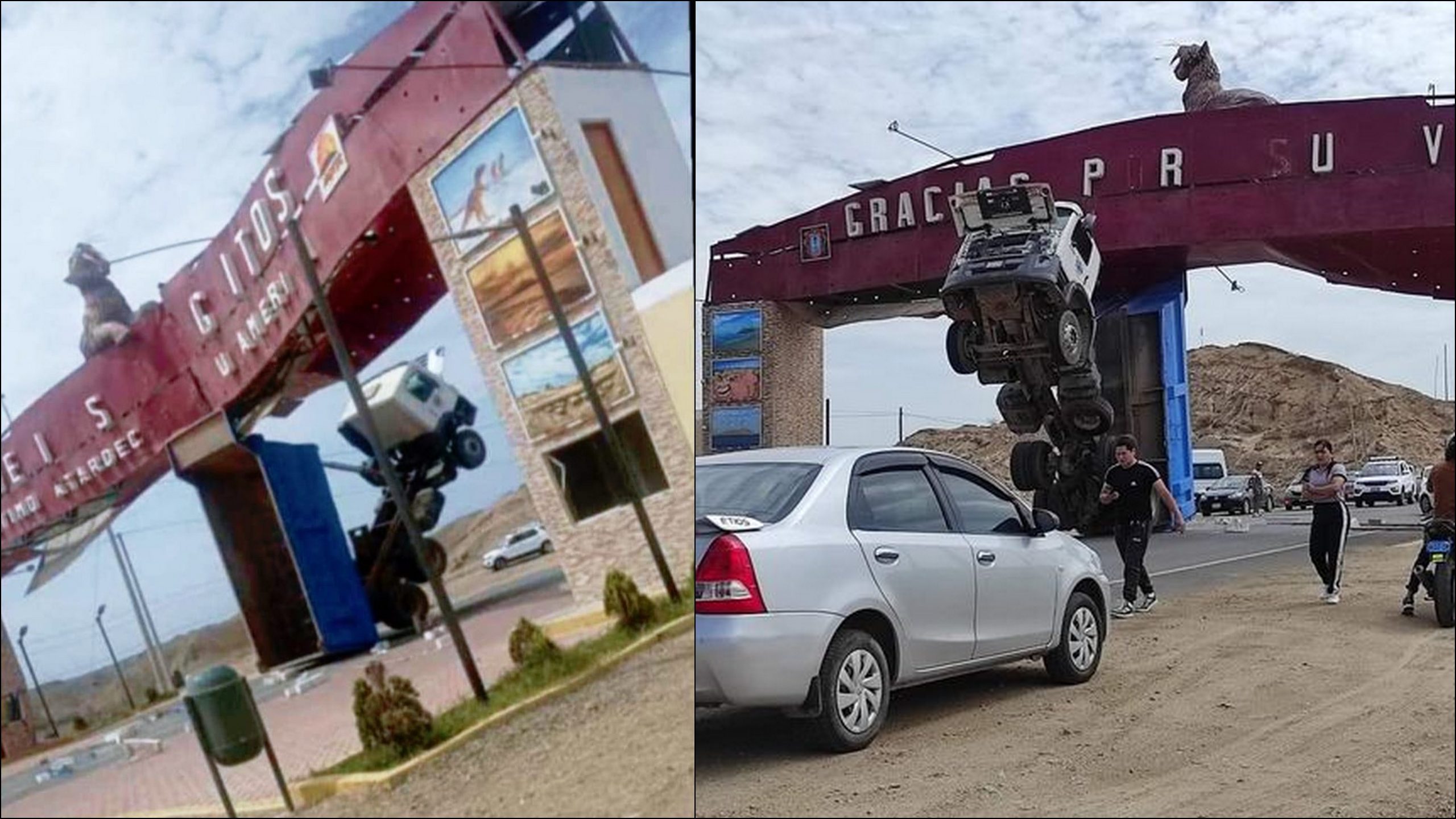 Talara: volquete de la municipalidad impacta contra arco de bienvenida de La Brea-Negritos