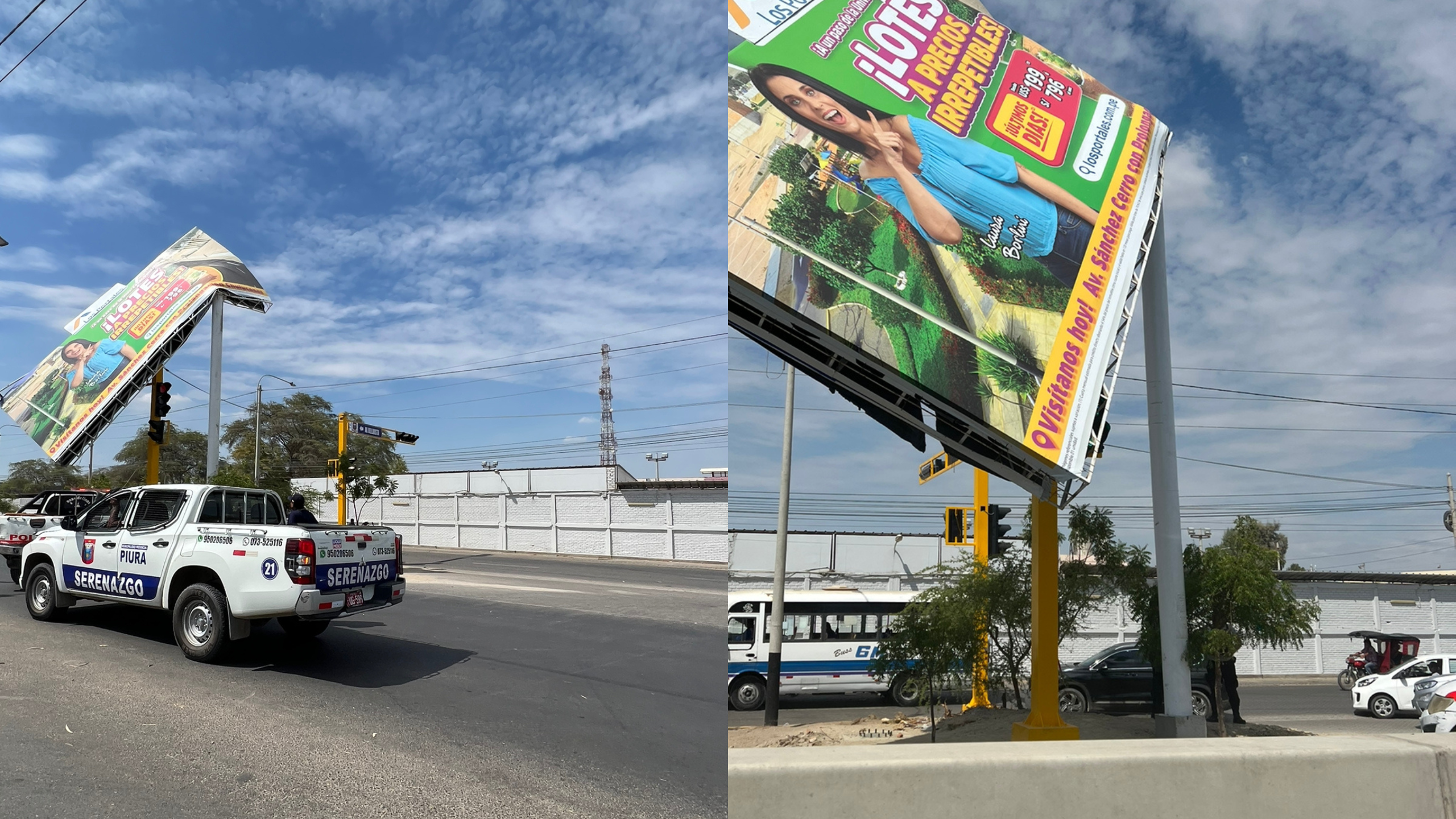 Piura: retiran panel que dañó semáforo en avenida Sánchez Cerro