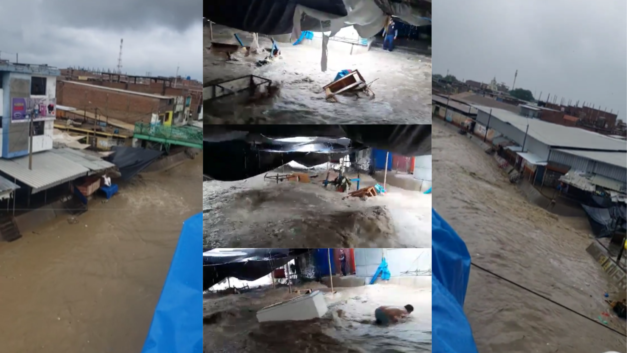 Torrencial lluvia arrasa con el mercadillo de Sullana