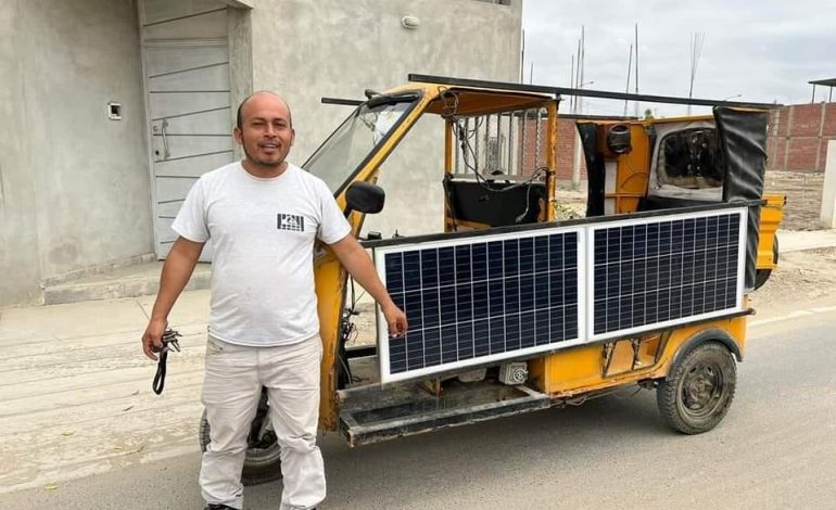 Piura: Transportista crea ‘motocar’ con paneles solares