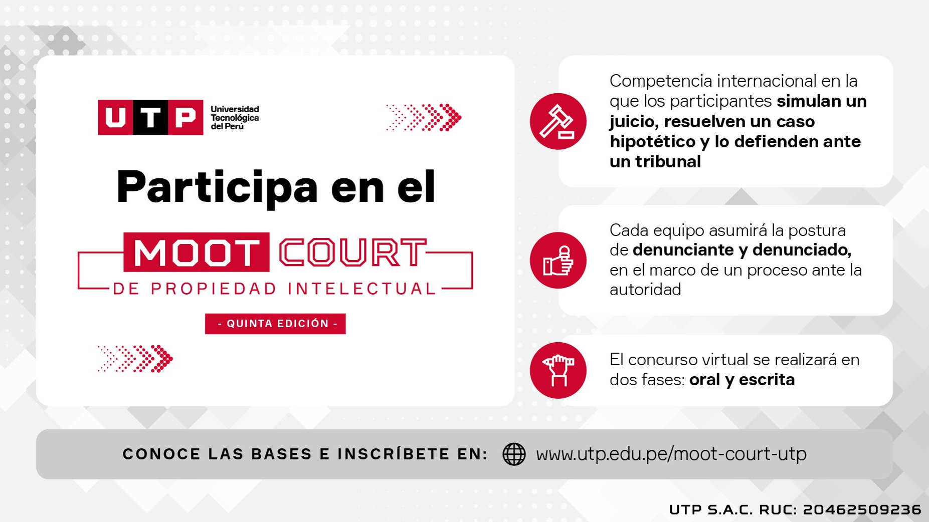UTP organiza quinta edición del Moot Court de Propiedad Intelectual