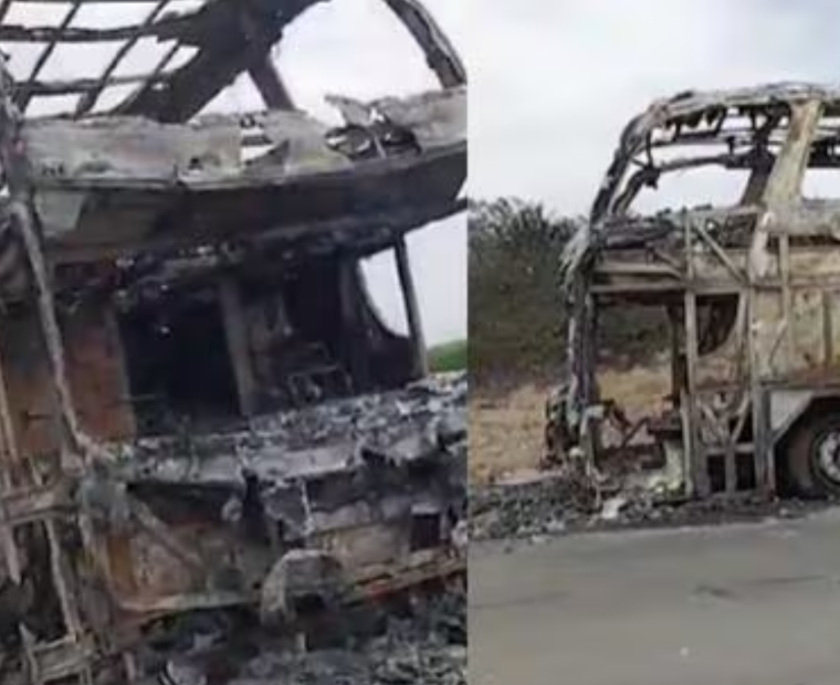 Trujillo: Bus interprovincial se incendia en la carretera Panamericana y al menos 30 pasajeros quedaron varados