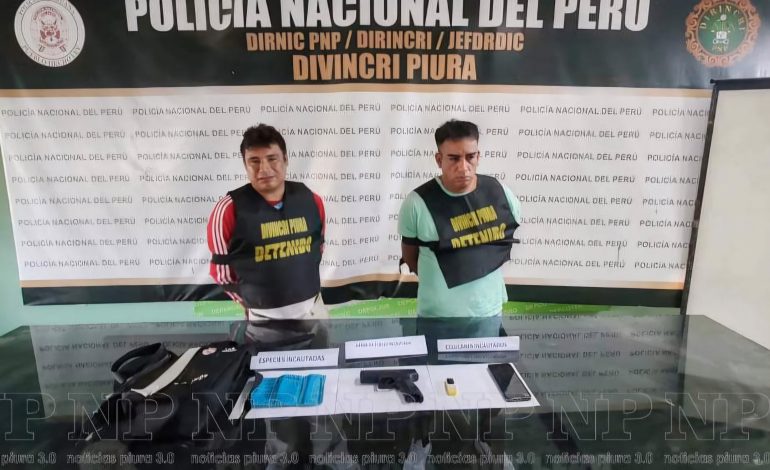 Piura: sujetos fueron intervenidos al interior de una cantina portando un arma de fuego