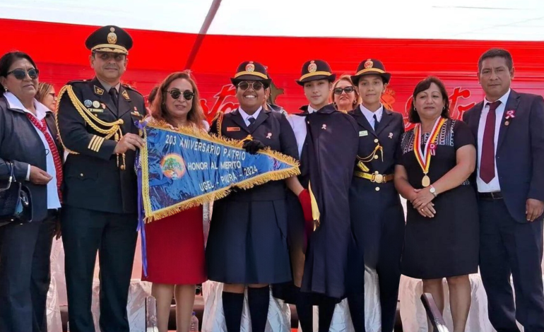 I.E PNP Bacilio Ramírez Peña obtiene el primer lugar en el Desfile Escolar 2024 de Piura