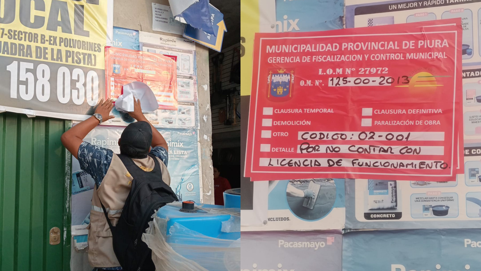 Piura: clausuran definitivamente ferretería por no tener licencia ni certificado