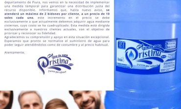 Piura: Empresa de agua aumenta hasta en dos soles el precio del bidón