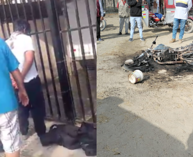 Vecinos de la Urbanización Piura capturan a presunto ladrón y queman su motocicleta