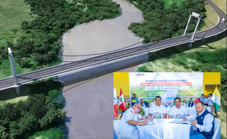 Piura: Luis Neyra firma convenio con la Marina para construir puente Carrasquillo