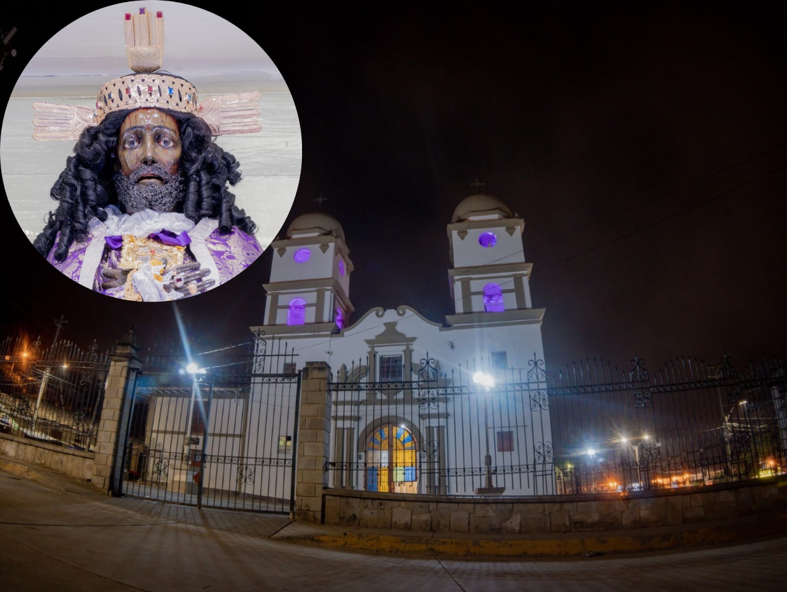 Piura: Iluminan de morado santuario del Señor Cautivo de Ayabaca