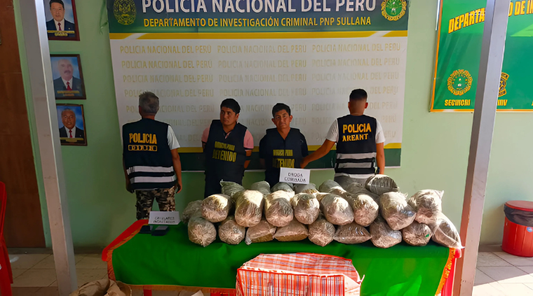 Cae dupla con 34 kilos de marihuana en Ayabaca