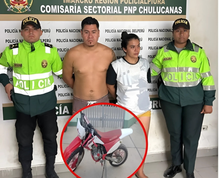 Piura: Recuperan motocicleta robada y detienen a pareja en Chulucanas