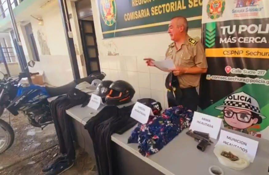 Operativo policial hallan armas y moto robada tras balacera en Sechura