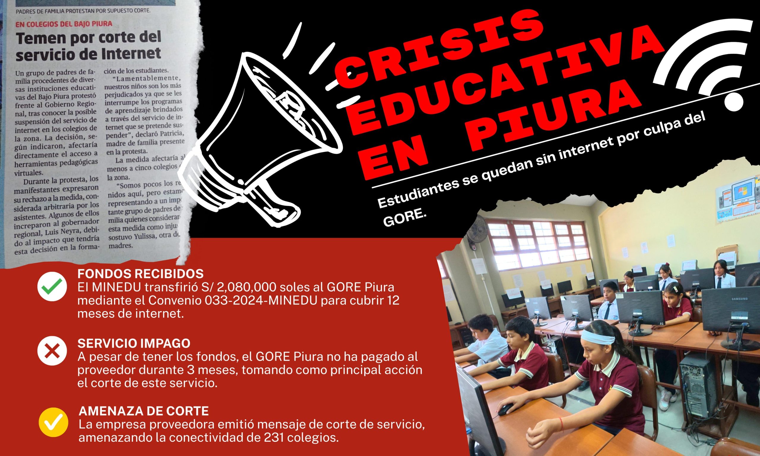 Educación en riesgo: 231 escuelas de Piura se quedarían sin internet por falta de pago