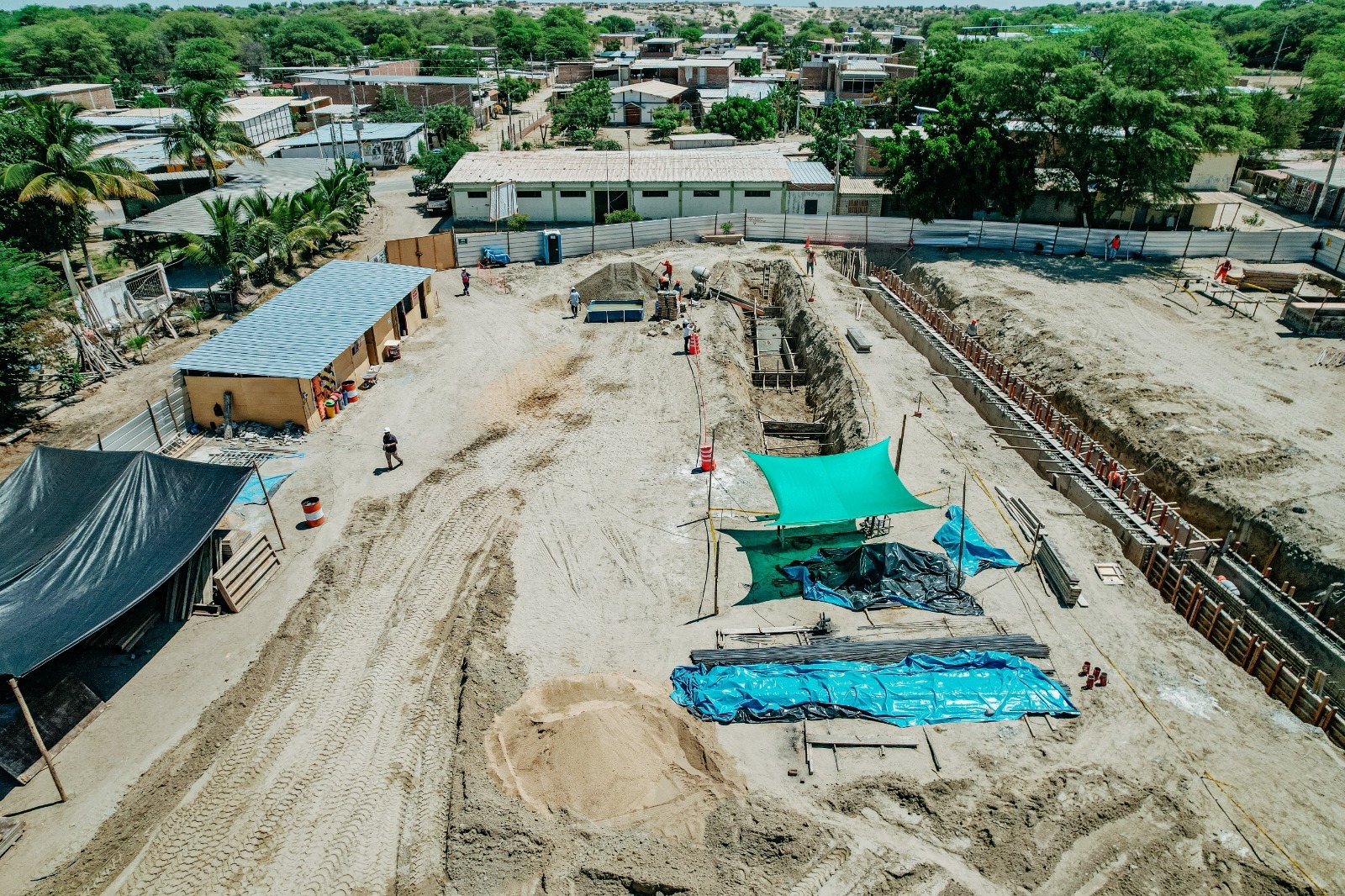 Polideportivo en construcción en Los Ejidos ya tiene 10 % de avance con drenaje pluvial