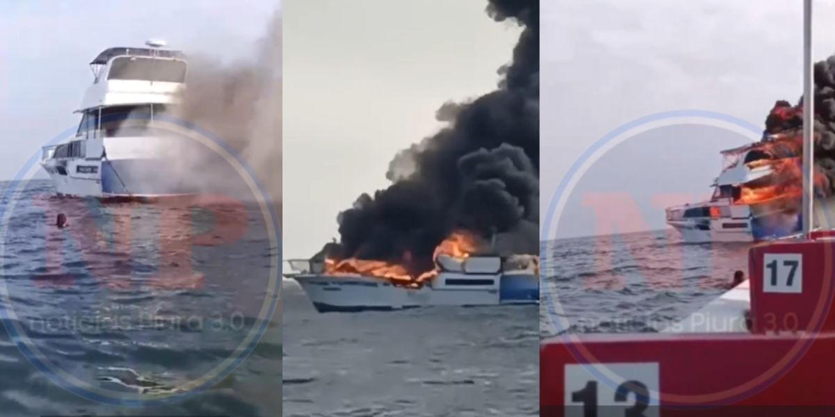 Piura: yate se incendia en playa durante excursión de avistamiento de ballenas