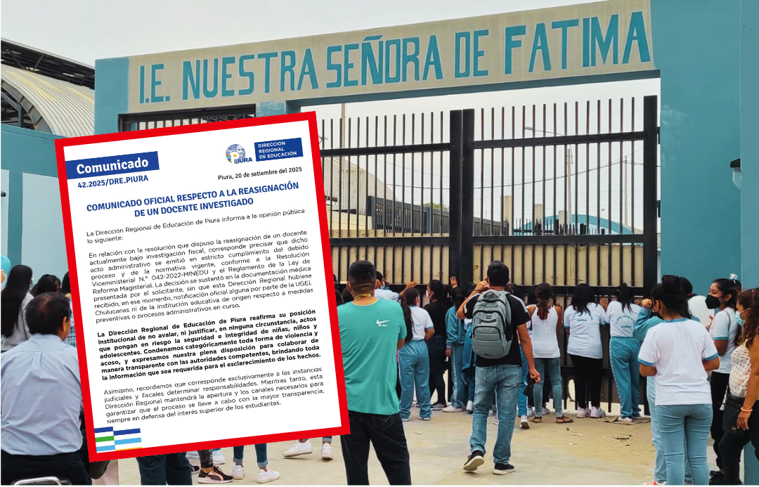 DRE Piura alega desconocimiento tras reasignar a docente investigado por acoso
