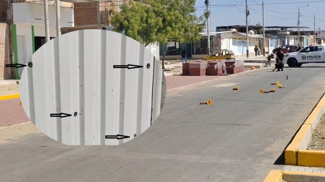 Portón baleado en Castilla