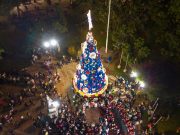 Piura: Encienden árbol navideño de más de 15 metros en la Plaza de Armas