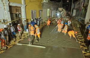 Inician vaciados de concreto en la calle Lima del centro histórico