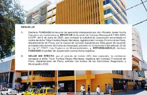 Piura: El JNE suspende por 30 días a regidora y convoca a accesitario