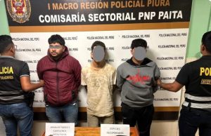 Detienen a tres tras robo agravado en la parte baja de Paita