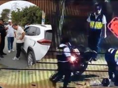 Extranjero embiste a agente de Serenazgo y fuga termina en captura